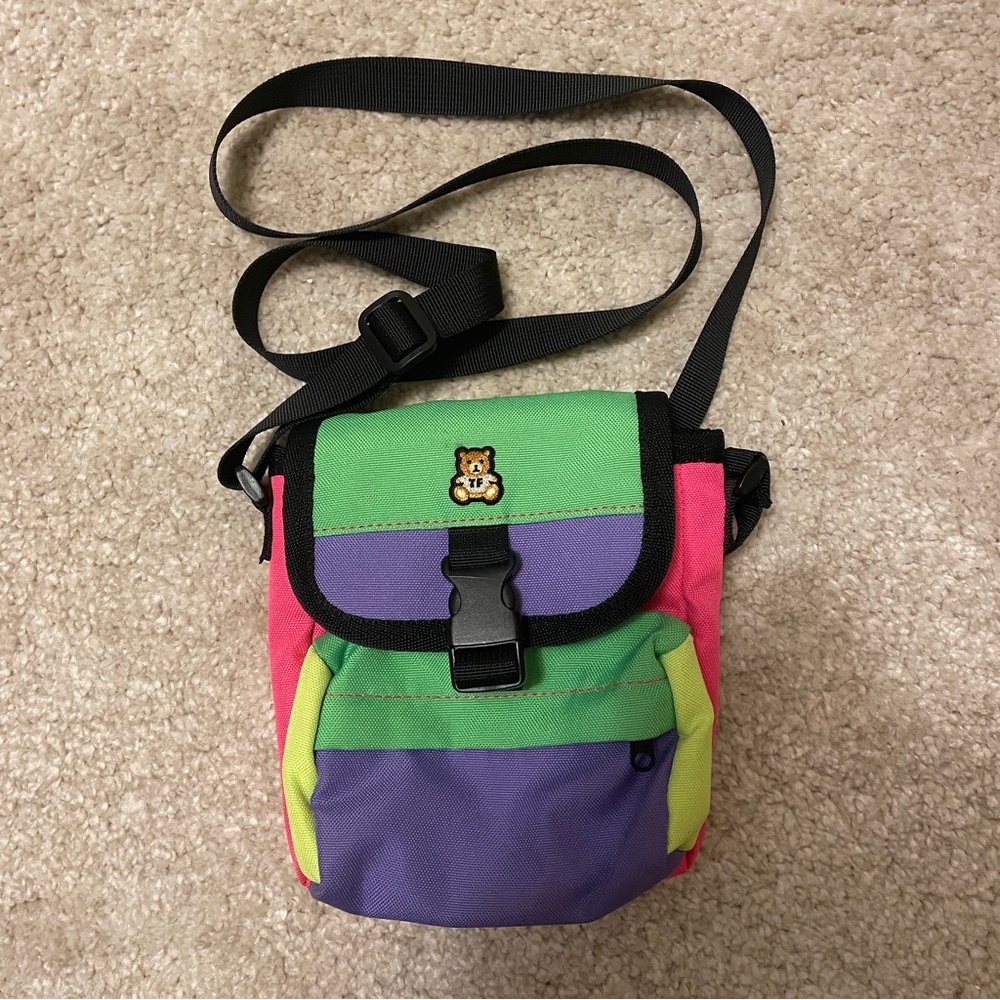 Teddy Fresh multi color black block crossbody bag